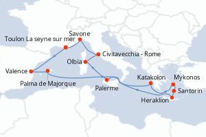 Itinéraire croisière Costa Croisières au départ de Toulon La seyne sur mer