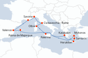 Itinéraire croisière Costa Croisières au départ de Savone