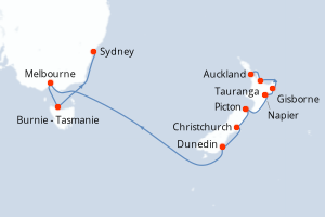 Itinéraire croisière Oceania Cruises au départ de Auckland