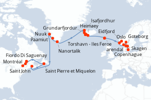 Itinéraire croisière Azamara au départ de Copenhague