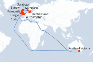 Itinéraire croisière Oceania Cruises au départ de Southampton