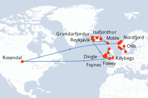 Itinéraire croisière Oceania Cruises au départ de Reykjavik