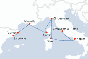 Itinéraire croisière Oceania Cruises au départ de Barcelone