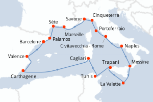 Itinéraire croisière Oceania Cruises au départ de Barcelone