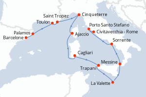 Itinéraire croisière Oceania Cruises au départ de Barcelone