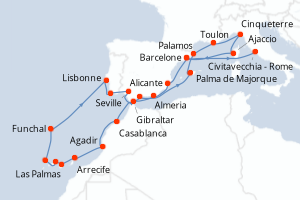 Itinéraire croisière Oceania Cruises au départ de Barcelone