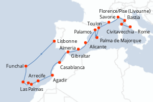 Itinéraire croisière Oceania Cruises au départ de Civitavecchia - Rome