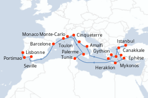 Itinéraire croisière Oceania Cruises au départ de Lisbonne