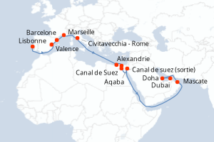 Itinéraire croisière MSC Croisières au départ de Lisbonne