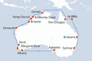 Itinéraire croisière Princess Cruises au départ de Adelaide