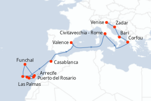 Itinéraire croisière MSC Croisières au départ de Las Palmas