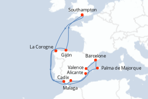 Itinéraire croisière MSC Croisières au départ de Southampton