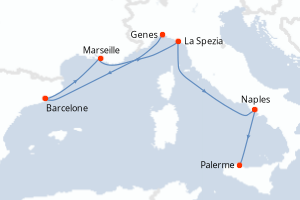 Itinéraire croisière MSC Croisières au départ de Genes