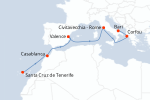 Itinéraire croisière MSC Croisières au départ de Santa Cruz de Tenerife