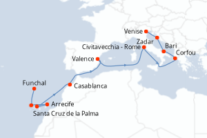 Itinéraire croisière MSC Croisières au départ de Funchal