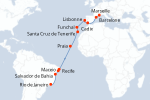 Itinéraire croisière Costa Croisières au départ de Marseille