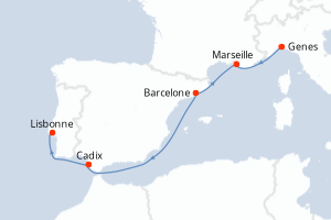 Itinéraire croisière Costa Croisières au départ de Genes