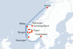 Itinéraire croisière Ponant au départ de Bergen