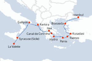 Itinéraire croisière Ponant au départ de La Valette