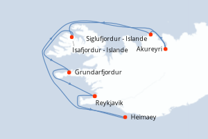 Itinéraire croisière The Ritz-Carlton Yacht Collection au départ de Reykjavik