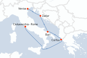 Itinéraire croisière MSC Croisières au départ de Civitavecchia - Rome