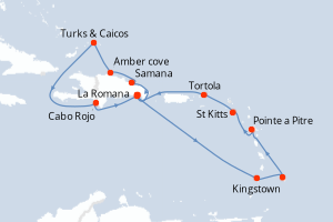 Itinéraire croisière Costa Croisières au départ de La Romana