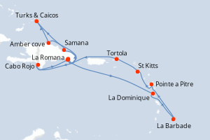 Itinéraire croisière Costa Croisières au départ de La Romana