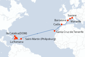 Itinéraire croisière Costa Croisières au départ de La Romana