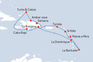 Itinéraire croisière Costa Croisières au départ de Pointe a Pitre