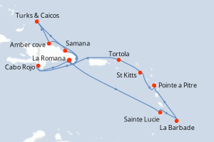 Itinéraire croisière Costa Croisières au départ de Pointe a Pitre