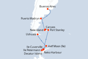 Itinéraire croisière HX-Hurtigruten-Expeditions au départ de Ushuaia