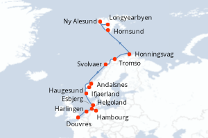 Itinéraire croisière HX-Hurtigruten-Expeditions au départ de Douvres