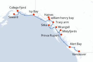 Itinéraire croisière HX-Hurtigruten-Expeditions au départ de Seward