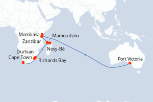 Itinéraire croisière Azamara au départ de Port Victoria