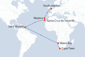 Itinéraire croisière Cunard au départ de Southampton