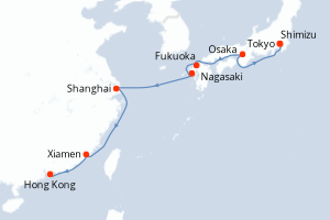 Itinéraire croisière Holland America Line au départ de Tokyo