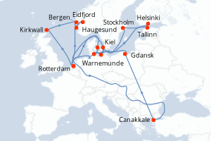 Itinéraire croisière Holland America Line au départ de Rotterdam