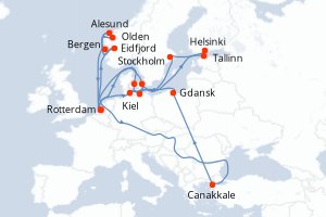 Itinéraire croisière Holland America Line au départ de Rotterdam