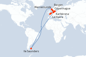 Itinéraire croisière MSC Croisières au départ de Copenhague