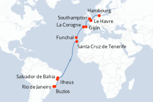 Itinéraire croisière MSC Croisières au départ de Hambourg