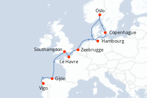 Itinéraire croisière MSC Croisières au départ de Vigo