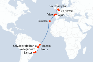 Itinéraire croisière MSC YACHT CLUB au départ de Santos