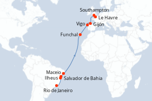Itinéraire croisière MSC YACHT CLUB au départ de Rio de Janeiro