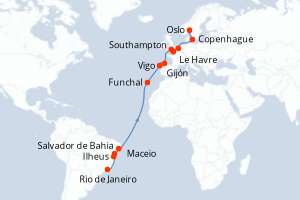 Itinéraire croisière MSC YACHT CLUB au départ de Rio de Janeiro