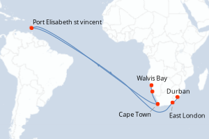 Itinéraire croisière Ponant au départ de Walvis Bay