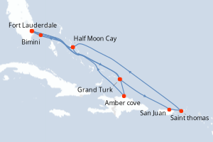 Itinéraire croisière Holland America Line au départ de Fort Lauderdale
