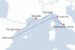 Itinéraire croisière MSC Croisières au départ de Valence