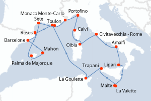 Itinéraire croisière Seabourn Cruise Line au départ de Barcelone