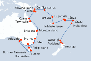Itinéraire croisière Holland America Line au départ de Sydney