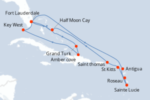 Itinéraire croisière Holland America Line au départ de Fort Lauderdale